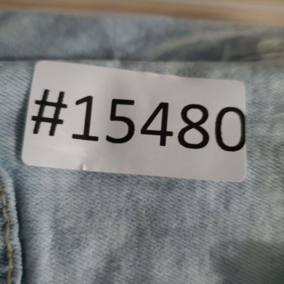 No Boundaries Overalls Womens XXL 19 Blue Distressed Denim Shorts Shortalls - Picture 12 of 12